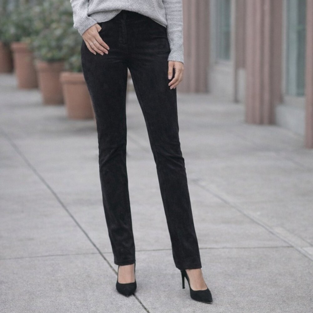 Ann Taylor Black Velvet Feel Pants Size 4 | Slim Straight Career Holiday
